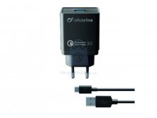 Nabíjecí set USB a USB-C kabelu Cellularline, Qualcomm® Quick Charge™ 3.0